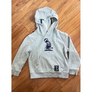 Giordano Bear on Bike Gray Kids Hoodie with Astronaut Graphic - Size 6-7 Years